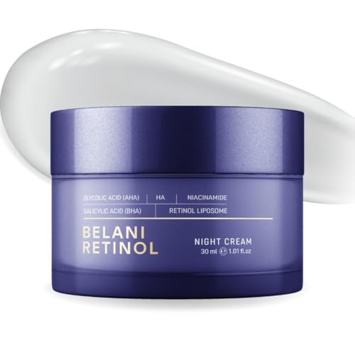 ABERA Belani Retinol Night Cream with Collagen & Hyaluronic Acid ? Anti-Wrinkle, Fine Line Smoother, Even Skin Tone, Hydrating Facial Moisturizer for Women (1.01 Fl Oz)