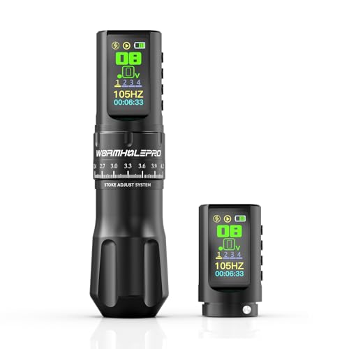 WORMHOLE PRO Tattoo Gun AQUILA Wireless Tattoo Machine Multi-function Smart Tattoo Pen 1,800mAh Battery with Replacement Power Supply, Smart Display, Brushless Motor, 7 Strokes Length
