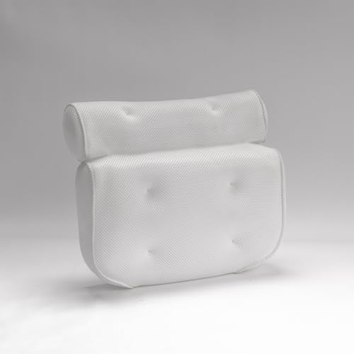 Empava Luxury Bath Pillows for Tub, Bathtub Pillow with Neck, Head, Shoulder and Back Support, Anti-Slip Suction Cups, 4D Mesh Soft Spa Bath Tub Pillow Headrest, Extra Thick, Soft and Quick Dry, White