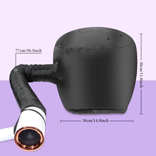 Hooded Hair Dryer Bonnet - Fast-Drying Bonnet Hair Dryer for Natural Hair, Deep Conditioning, Styling, & Curl Enhancing - Adjustable Fit, Heat Distribution, Portable & Lightweight for Travel£¨Black£©