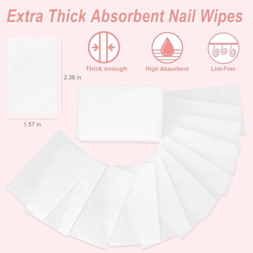 Eyxformula 270 Pcs Lint Free Nail Wipes - Thick and Absorbent Gel Polish Removal Cotton Pads Nail Supplies for Home & Salon Manicure