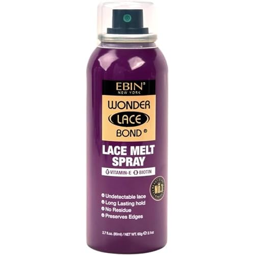 EBIN NEW YORK Wonder Lace Bond Lace Melt Aerosol Spray Vitamin E + Biotin | Extra Firm Hold Wig Adhesive Spray | seamless Natural Finish | 2.7 Fl Oz