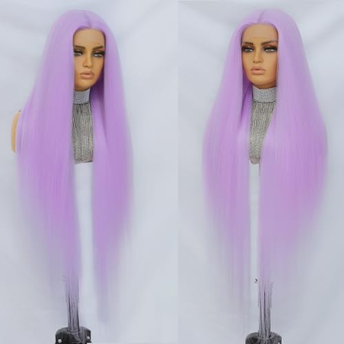 Felek 40 Inch Purple Straight 13x6 Lace Front Wigs Super Long Synthetic Pre-plucked Lace Wigs Wear and Go Glueless HD Lace Frontal Wig For Fashion Women/Girls (13x6 Lace Purple)
