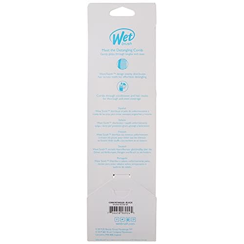 Wet Brush Detangling Comb, Black - Wide Tooth Hair Detangler with WaveTooth Design that Gently and Glides Through Tangles - Brush Throough Conditioner and Hair Masks - Gentle On Scalp and Pain-Free