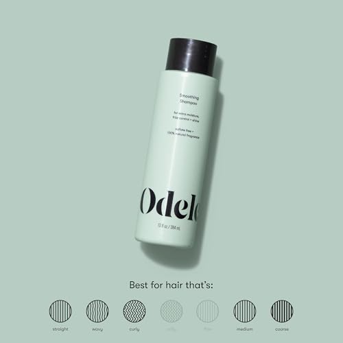Odele Smoothing Sulfate-Free Shampoo for Extra Moisture, Frizz Control, Shine, and Straight to Curly Hair Types, 32 Fl Oz