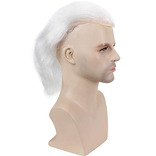 Dreambeauty 100% Real Human Hair Toupee for Men 10x8 inch, European Human Hair Lace Front Natural Hairline Hair Pieces 0.08mm Thin Skin PU V-looped Men's Hair Replacement System (White Color)