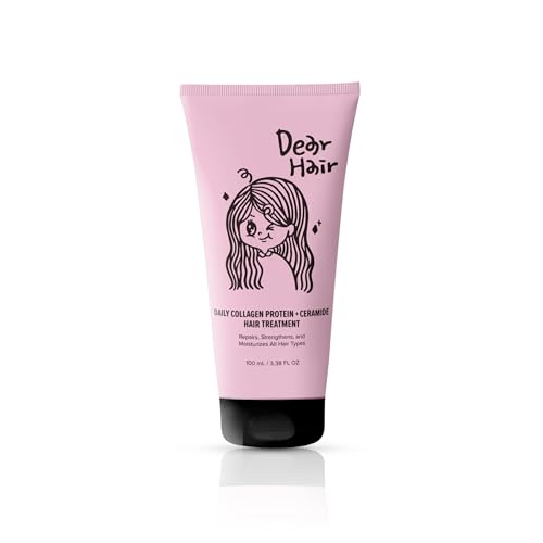 Daily Collagen Protein Ceramide Hair Treatment for Dry, Damaged Hair, Bond Repair Deep Conditioning Mask with Hydrolyzed Collagen & Pea Protein, 3.3fl.oz | 100ml
