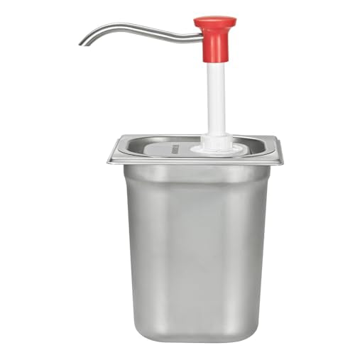 Sauce Pump Dispenser Stainless Steel Dispenser - Large Capacity Condiment Pump Dispenser Quantitative Pressure Head for Variety of Sauces (1035PX)