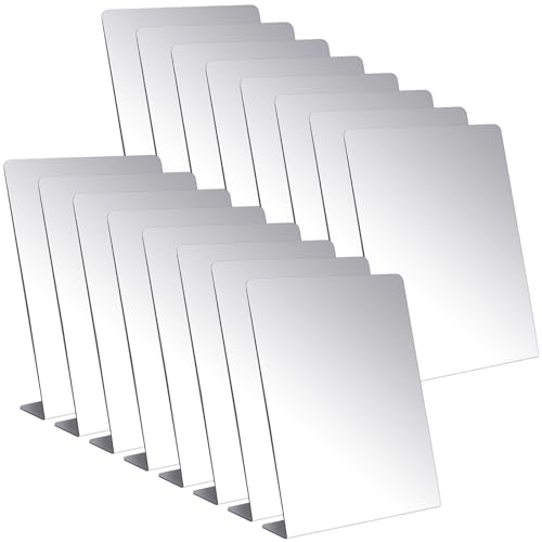 Amyhill 16 Pcs Counter Top Mirror Freestanding Mirror Single Sided Acrylic Desk Glass for Tabletop Bedroom, Office, Bathroom, Dorm, Home (9 x 10 Inch)