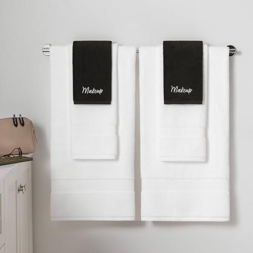 Arkwright Makeup Towels - Pack of 6 - Super Soft 100% Cotton, Gentle & Lightweight Face Make Up Remover Washcloths, Guest Essentials for Hosts & Artists, 13 x 13 in, Black