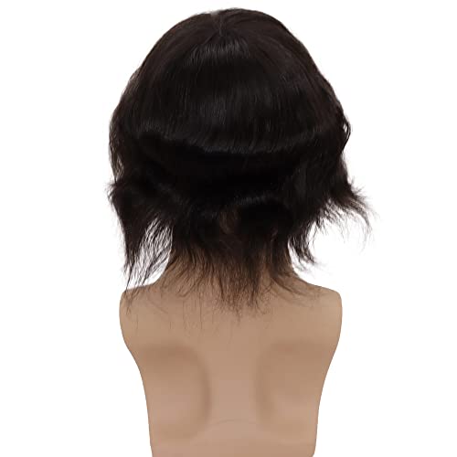 Men toupee Toupee for Men Undetectable Swiss Full Lace Men's Toupee European Human Hair Reaplacement Systems Hair Pieces Free Hairstyle 8X10 Inches(Natural Black Color)