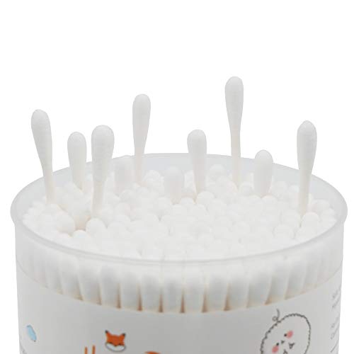 Cotton Swabs Precision Pointed - 800 Count Pointy Organic Cotton Buds Double Side Tightly Wrapped Cotton Tips Paper Stick Soft Gentle Lint-Free Cruelty-Free, Pointy & Round (White)