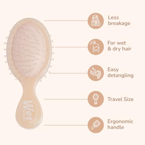 Wet Brush Mini Detangler Hair Brush, Cream (Iridescence Icon), Detangling Travel Hairbrush, Ultra-Soft IntelliFlex Bristles Glide Through Tangles with Ease, Pain-Free, All Hair Types, Limited Edition