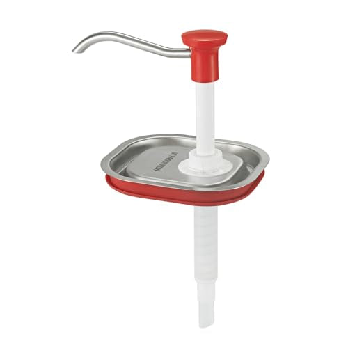 Sauce Pump Dispenser Stainless Steel Dispenser - Large Capacity Condiment Pump Dispenser Quantitative Pressure Head for Variety of Sauces (1035PX)