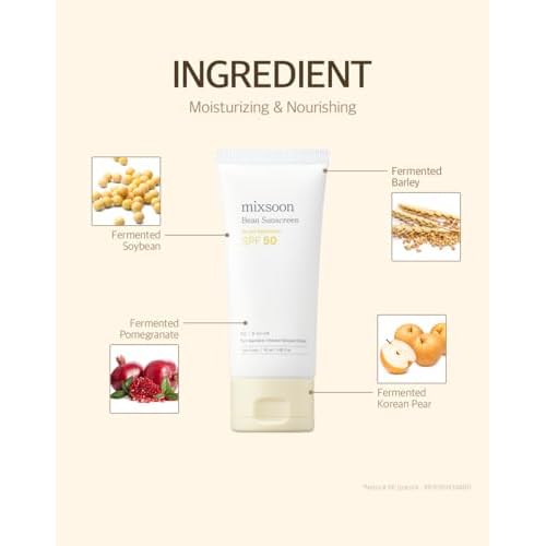 mixsoon Bean Sunscreen-Lightweight Airy Texture SPF 50 Face Sunscreen, No White Cast, Non-Sticky 50ml / 1.69 fl.oz. Korean Glass Skin Care