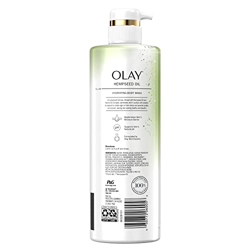 Olay Hydrating Body Wash for Women with Hempseed Oil and Vitamin B3, 20 fl oz (Pack of 4)