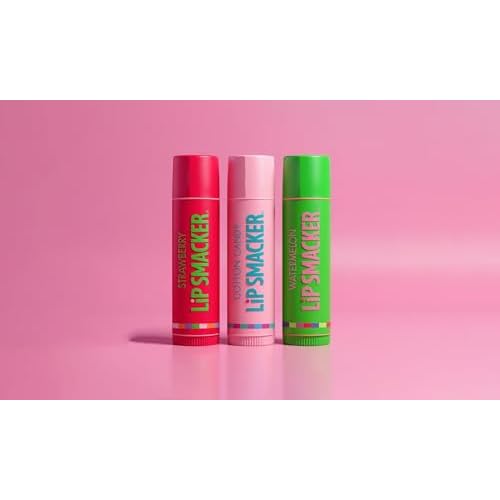 Lip Smackers Flavored Lip Balm Original & Best - Moisturizing, Soothing Trio Strawberry, Watermelon, & Cotton Candy