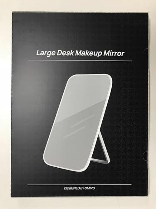 OMIRO Makeup Mirror for Desk, 10 x 7 inches Table Mirror with Adjustable Stand and Hanging Hole for Shaving and Travelling, White