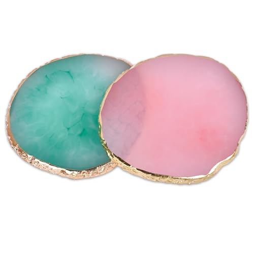 2 Pcs Nail Polish palettes Resin Nail Art Palette Golden Edge Gel Nail Polish Holder Nail Tray,Makeup Display Board Cosmetic Mixing Tools
