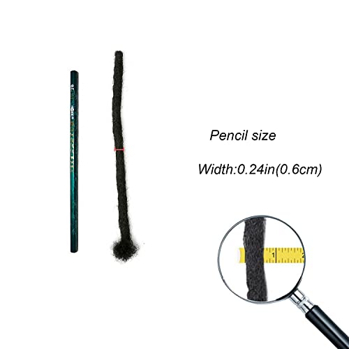 100% Human Hair Dreadlock Extensions for Men/Women 0.6cm Width Full Hand-made 6 Inch 60 Strands Permanent Locs Extensions Can be Dyed and Bleached