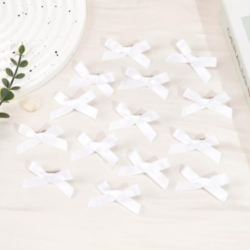 25PCS White Mini Bows Ribbon Clips,2'' Tiny White Bow Barrettes,Hair Bow Satin Hair Ribbon for Women & Girls' Hair Accessories
