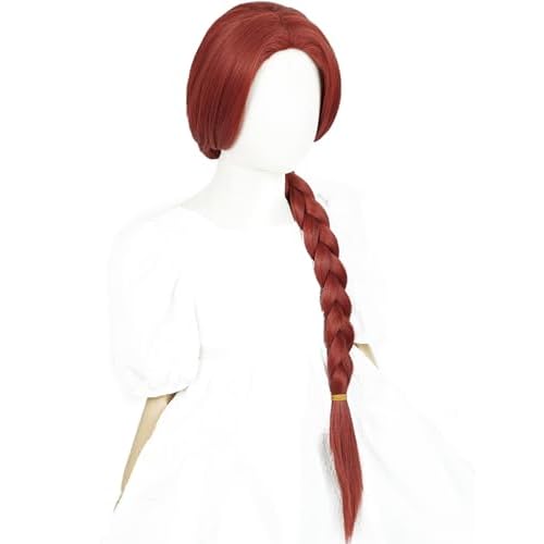Kids Red Braid Princess Wig 27.5'' Long Dark Red Braid Costume Wigs for Girls Toddler Child Halloween Party