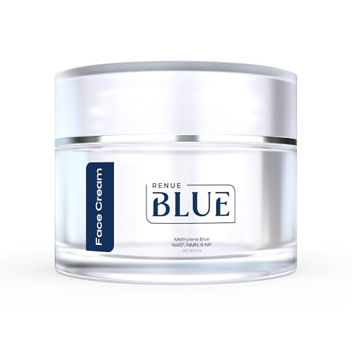 Renue Blue Methylene Blue Face Cream - Liposomal NAD+ Complex and Nutrients for Skin Rejuvenation, Deep Hydration, and Anti-Aging Support