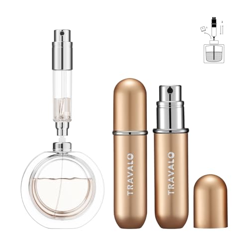 NEW CLASSIC Refillable Perfume Atomizer, Bottom Filling Fragrances Perfume Bottle, Mini Cologne Dispenser, Travel sized (GOLD)