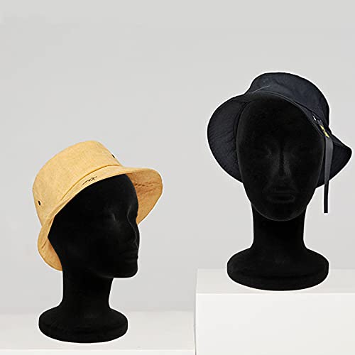 Foraineam 2 Pack Black Foam Mannequin Head, 12 Inch Female Manikin Foam Heads, Wig Holder Hats Glasses Headband Hairpieces Display Stand