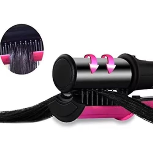 2-in-1 Professional Hair Straightener and Curler, LCD Display, 360¡Æ Rotating Cord, Ceramic Plates, 13 Heat Settings, Black/Pink