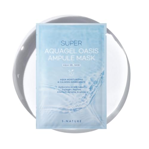 SUPER AQUAGEL OASIS AMPULE MASK | Hydrating, Soothing, Blemish Care | Hyaluronic Acid, Allantoin | Korean Face Mask (10 Count (Pack of 1)
