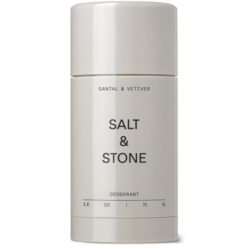 SALT & STONE Aluminum Free Deodorant | Extra Strength 48 Hour Protection for Women & Men | Made with Seaweed Extracts, Niacinamide & Prebiotics (Santal & Vetiver)