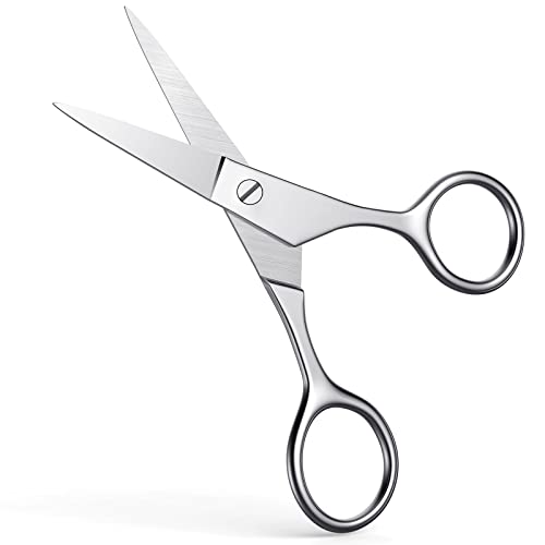 Small Scissors, Eyebrow Scissors, Nose Hair Scissors, Professional Grooming Scissors for Hair, Eyelashes, Nose, Eyebrow Trimming, Mustache. -AsonTao (Small scissors -Tip design)