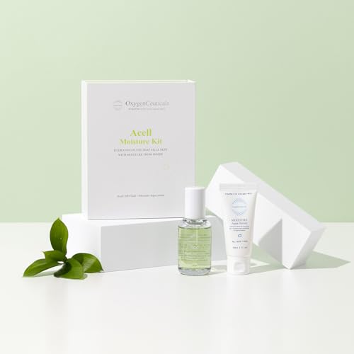 OxygenCeuticals Acell Moisture Kit ? Acell-300 Fluid 30ml + Moisture Aqua Serum 30ml, Lightweight Hydrating Ampoule & Serum Duo for Moisture Balance & Sensitive Skin