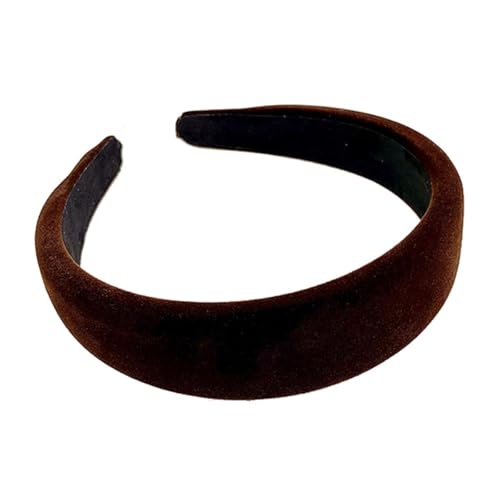 Deep brown Velvet Padded Headbands for Women Fashion Non slip Comfortable Head Bands for Women (Deep brown, one size)