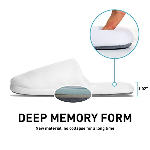 3-Pair Luxury Spa Slippers - Cotton Memory Foam Non-slip Closed Toe Washable Slippers for Hotel,Guest,Travel,Bride,Women and Men