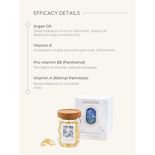 Hair Repair Oil Capsules for Frizzy or Damaged Hair ? Lightweight Leave-In Serum with Vitamins & Lavender Scent, Heat Protectant, 45 Capsules