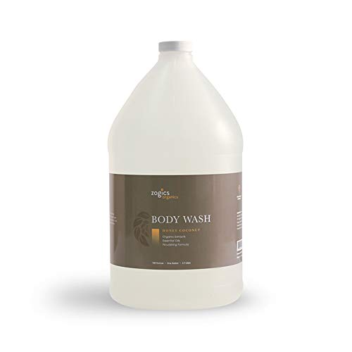 Zogics Organics Body Wash ? Moisturizing Body Wash for Men and Women, Plant-Based Formula Made with Essential Oils, Great as Body Wash Refill in Facilities, Honey Coconut Scent (4 Gallons/Case)