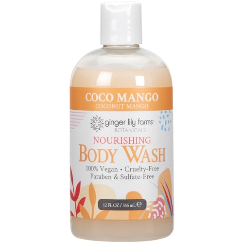 Ginger Lily Farms Botanicals Nourishing Body Wash, Coco Mango, 100% Vegan & Cruelty-Free, Coconut Mango Scent, 12 Fl Oz