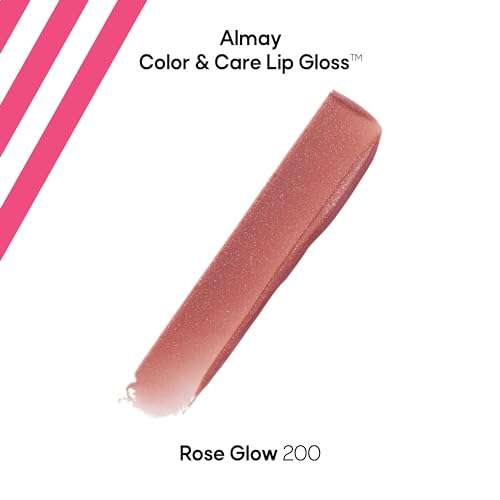 Almay Color & Care Hydrating Lip Gloss, Soft Natural Hues, Prebiotic Complex, Hyaluronic Filling-Sphere Technology, 200 Rose Glow, 0.1 Fl Oz