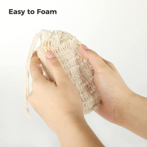 100 Pcs Sisal Soap Saver Bag with Drawstring, Plastic-Free Soap Saver Bags Reusable& Natural Bubble Exfoliating Pouch for Bath & Shower, Zero Waste Mesh Bag for Foaming & Drying Soaps
