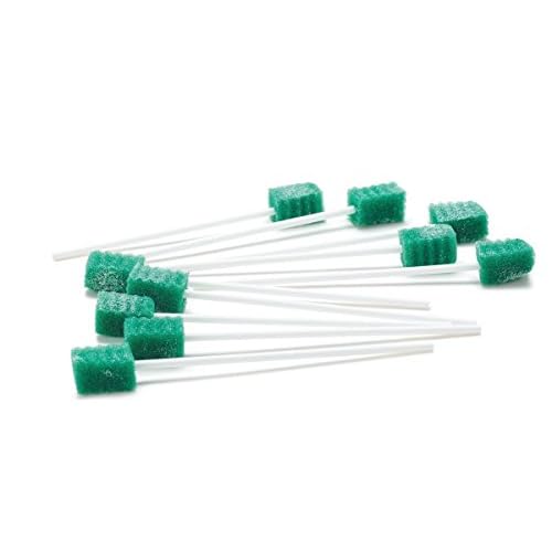 Medline DenTips Disposable Oral Swabs, Adult Treated, Gentle & Hygienic Oral Care, Green, 10 Swabs Per Bag, Pack of 100 (1000 Swabs Total)