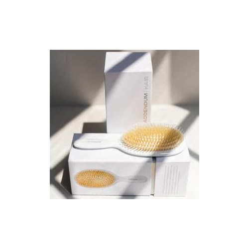 Luxury Hair Brush for Dry Hair ? Boar Bristle & Soft Ballpoint Tip | Detangler Brush for Shine, Texture & Frizz Control ? Addendum Hair Professional Salon Tool (White)