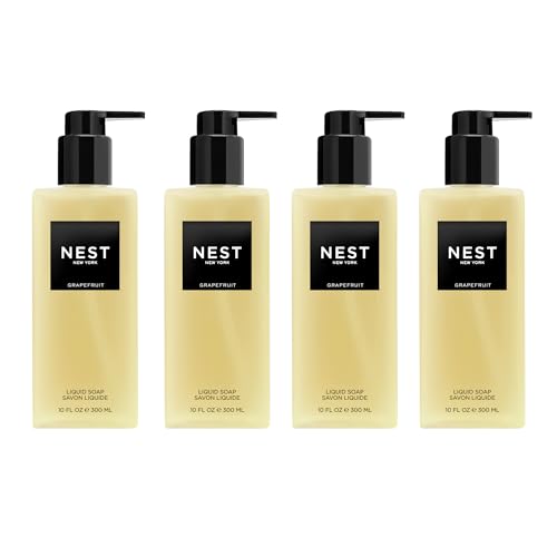 NEST New York Liquid Soap Set, Grapefruit - Includes Four 10 fl oz Bottles - Cleanses & Nourishes Skin - Approx. 300 Pumps Per Bottle - Gluten Free & Cruelty Free