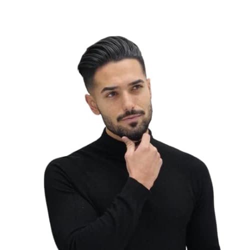 Toupee for Men 8X10 Men Straight Hair Pieces Mens FPM Toupee Hair Replacement System 100% European Real Human Lace Hairsystem Fine Lace Front and top with PU #1 Jet Black