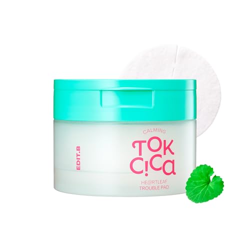 Calming Tok Cica Heartleaf Trouble Pads, Cooling & Hydrating Facial Toner Pads for Sensitive Skin, Mild Exfoliating & Soothing, Easy-Split for Multi-Use, Daily Korean Skin Care (70 Sheets)