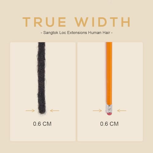 6 inch 40 Strands Loc Extensions Human Hair, Real 0.6cm Width Human Hair Dreads Extensions for Man/Women Full Handmade Dreadlocks Can be Dyed(1b)