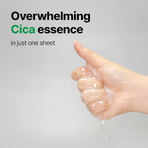 Cica Calming Authentic Glow Sheet Mask - Skin Soothing for Sensitive Blemish Troubled skin, Heartleaf, centella asiatica extract, hydration, skin barrier, Korean skincare, 10 sheets/0.7 oz
