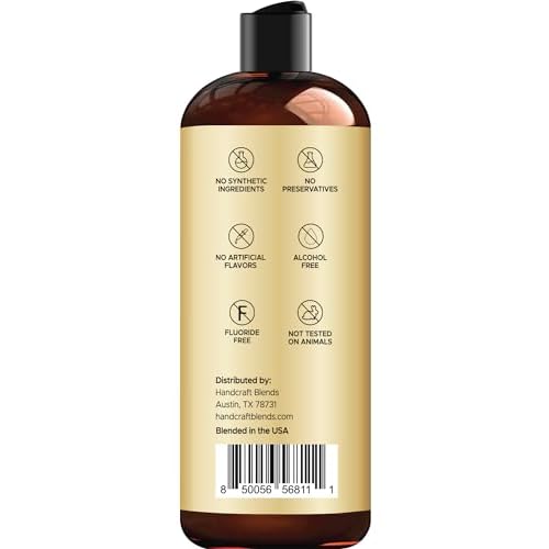 Handcraft Blends Coconut Oil Pulling for Teeth and Gums with Peppermint Oil - Organic Coconut Oil Pulling Oil Mouthwash for Fresh Breath, Oral Health and Cleaner Teeth and Gums - 8 Fl oz