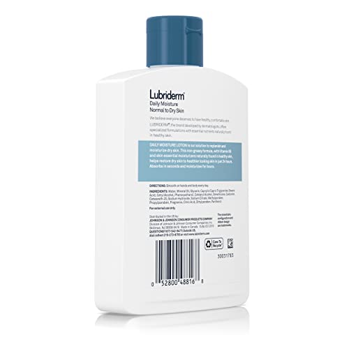 Lubriderm Daily Moisture Hydrating Body and Hand Lotion To Help Moisturize Dry Skin with Pro-Vitamin B5 For Healthy-Looking Skin, Non-Greasy, 6 fl. oz